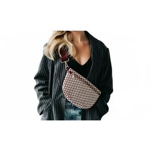 NEW PRETTY SIMPLE women's westlyn woven bum bag in checkered burgundy